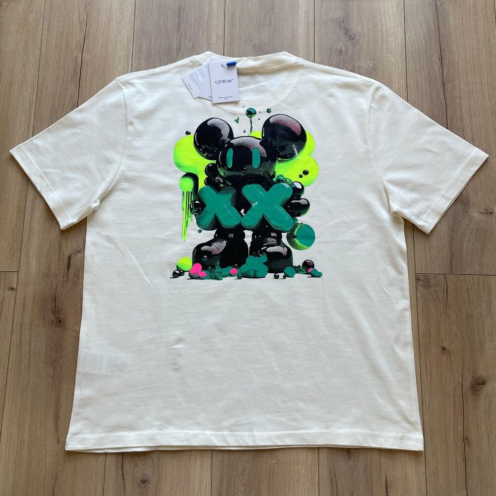 2XL Off-White Men's White Cotton T-Shirt Relaxed Fit